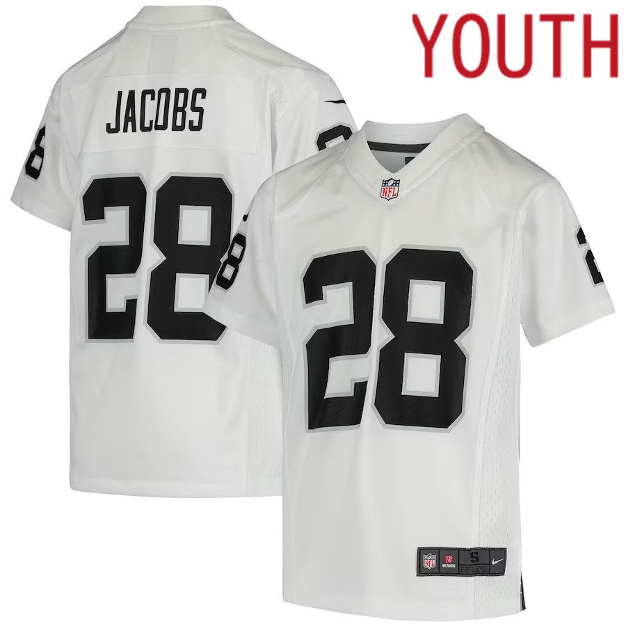 Youth Las Vegas Raiders #28 Josh Jacobs Nike White Game NFL Jersey